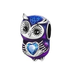 S925 Sterling Silver & Purple Enamel OWL Charm - NWT
